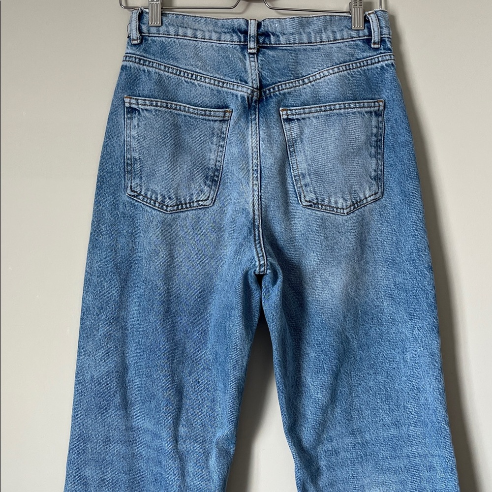 ZARA High-Rise Wide-Leg Jeans Vintage Wash Distressed Raw Hem Size 6 - Picture 8 of 11